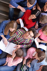 Image showing happy teens group in school