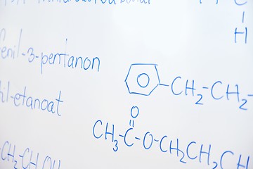 Image showing chemical molecule structure on white boar