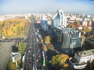 Image showing Gazprom building and Respubliki street. Tyumen