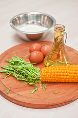 Image showing Ingredients for corn pancakes