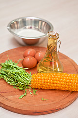 Image showing Ingredients for corn pancakes