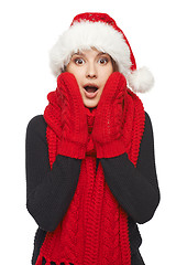 Image showing Surprised Xmas woman