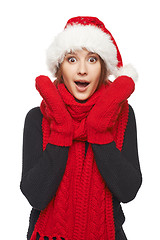 Image showing Surprised Xmas woman