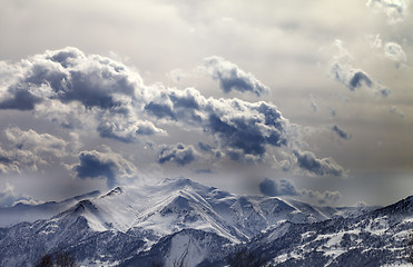 Image showing Evening mountains and cloudy sky