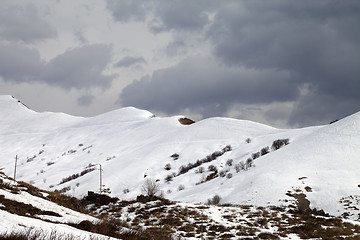 Image showing Off-piste slope and overcast sky
