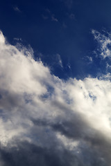 Image showing Sky with sunlight dark clouds