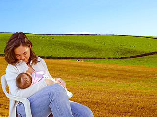 Image showing Breastfeeding mum