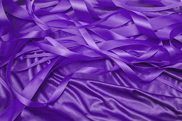 Image showing purple satin ribbons