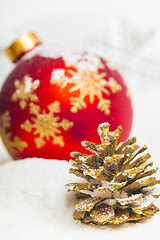 Image showing Christmas ball and ribbon