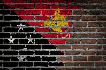 Image showing Brick wall texture with flag