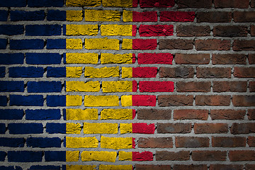 Image showing Brick wall texture with flag