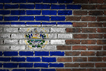 Image showing Brick wall texture with flag