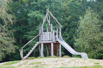 Image showing Old wooden playground slide