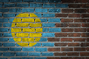 Image showing Brick wall texture with flag