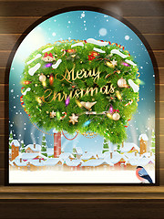 Image showing Christmas fir tree Bubble for speech. EPS 10