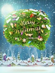 Image showing Christmas fir tree Bubble for speech. EPS 10