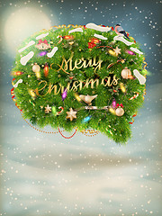 Image showing Christmas fir tree Bubble for speech. EPS 10