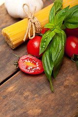 Image showing Italian spaghetti pasta tomato and basil