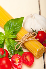 Image showing Italian spaghetti pasta tomato and basil