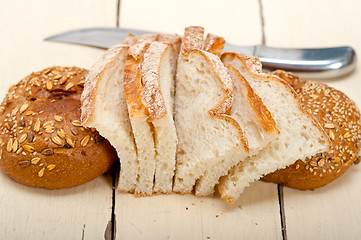 Image showing organic bread over rustic table