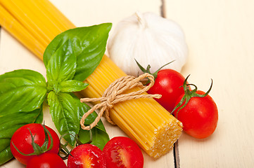 Image showing Italian spaghetti pasta tomato and basil