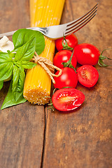 Image showing Italian spaghetti pasta tomato and basil