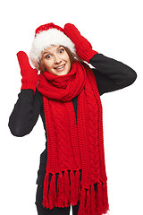 Image showing Surprised Xmas woman