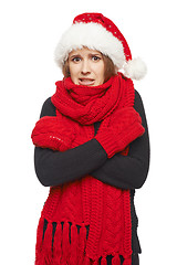 Image showing Surprised Xmas woman