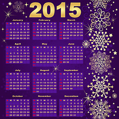 Image showing 2015 New Year violet-Gold Calendar