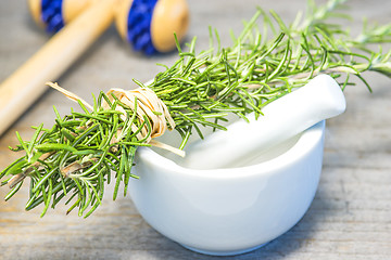 Image showing rosemary with mortar