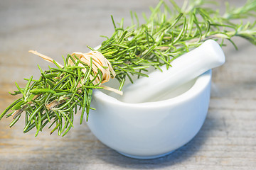 Image showing rosemary with mortar