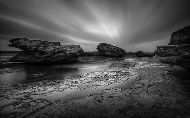 Image showing Tempestuous Coalcliff Seascape in black and white