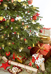 Image showing christmas tree with many presents