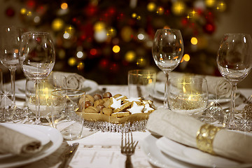 Image showing laid table with christmas tree