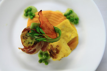 Image showing bacon roll with spring vegetable