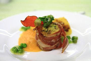 Image showing bacon roll with spring vegetable