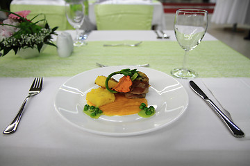 Image showing bacon roll with spring vegetable