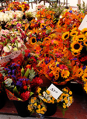 Image showing A colorful flower stall.