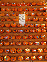 Image showing Selection of painted pumpkins.