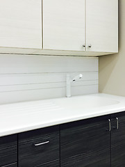 Image showing Black and white modern kitchen