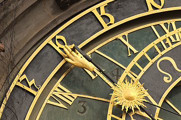 Image showing Astronomical clock in Prague in puddle