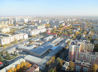 Image showing Tyumen city quarters from helicopter. Russia