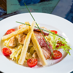 Image showing Caesar salad made of fresh vegetables