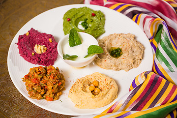 Image showing assorted of oriental food, mezze