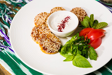 Image showing Middle East cuisine. a plate of delicious falafels