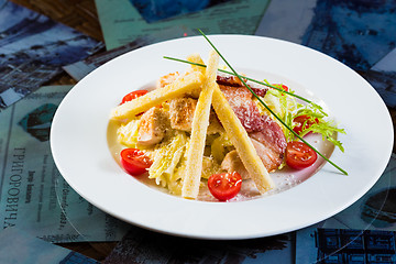 Image showing Caesar salad made of fresh vegetables