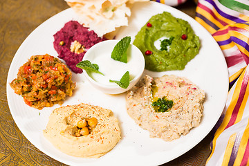 Image showing assorted of oriental food, mezze