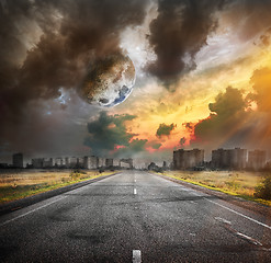 Image showing Road and the moon