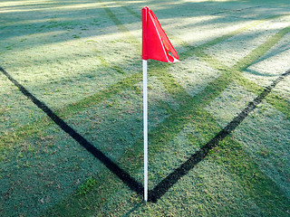 Image showing Corner Of A Soccer Field early morning