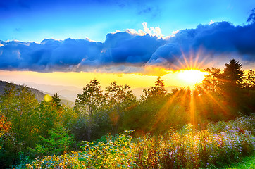 Image showing Blue Ridge Parkway late summer Appalachian Mountains Sunset West